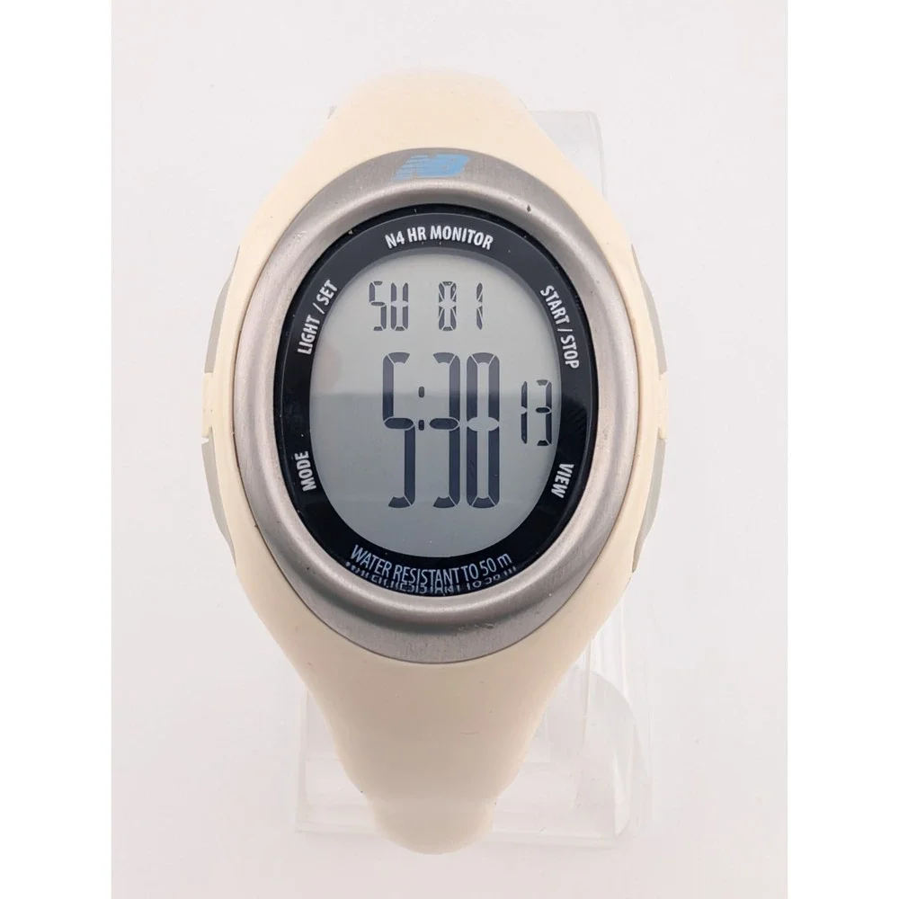 New Balance N4 Running Heart Rate Monitor Digital Watch White- Working, No Strap